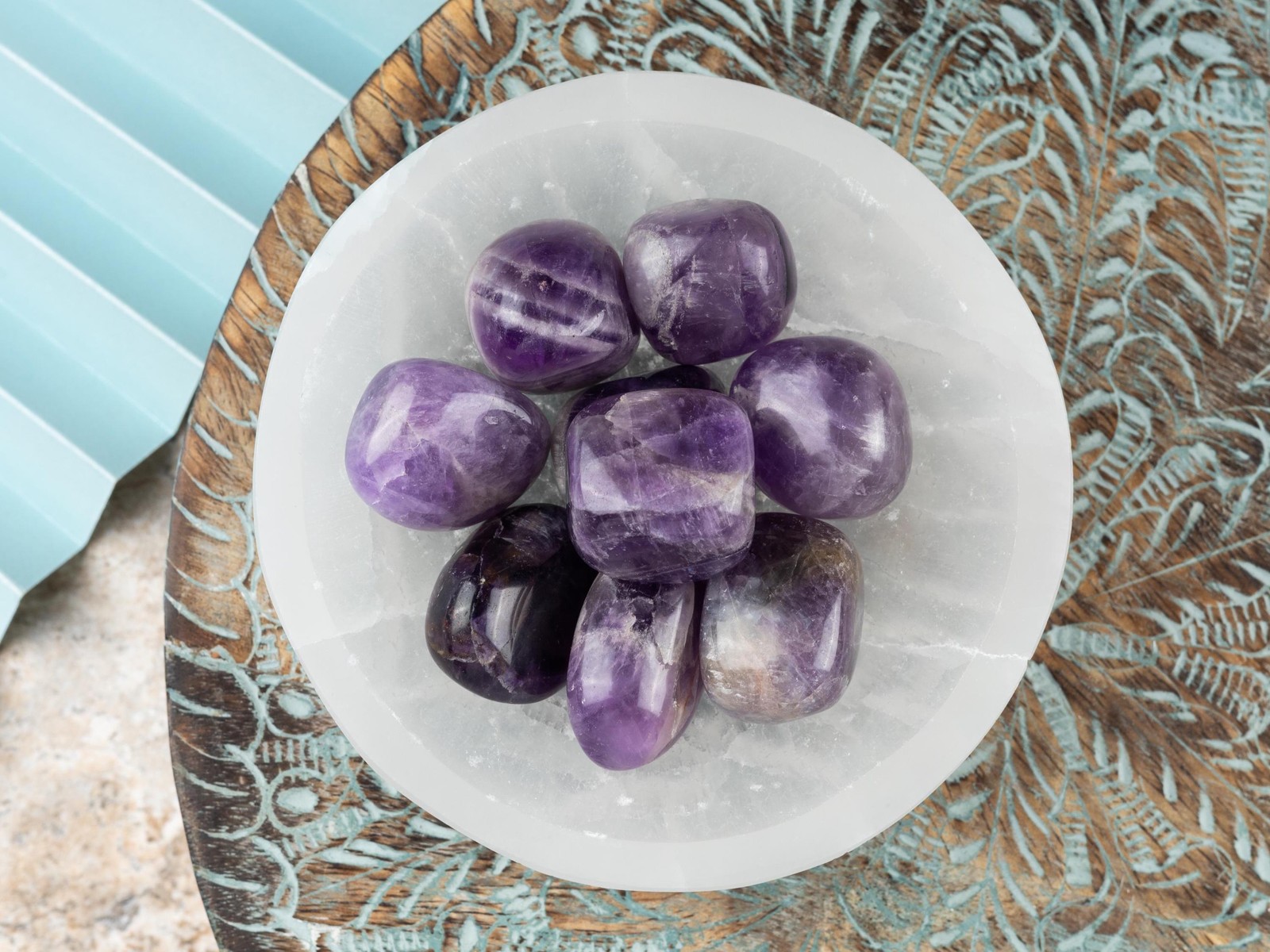 Amethyst Crystal Tumble Stone, Polished Stone for Meditation & Healing