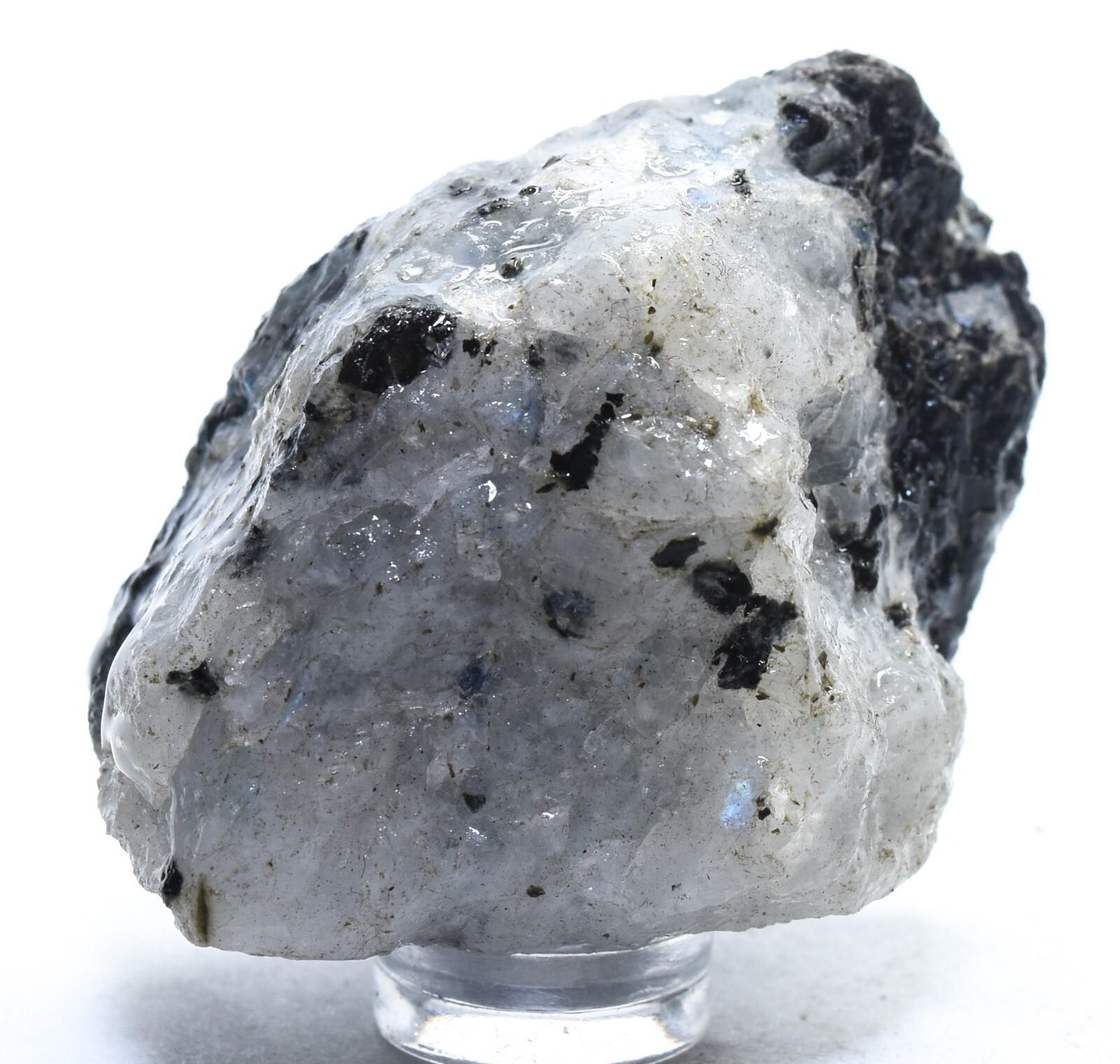 80g Rainbow Moonstone w/ Black Tourmaline Rough Sparkling Natural Mineral India
