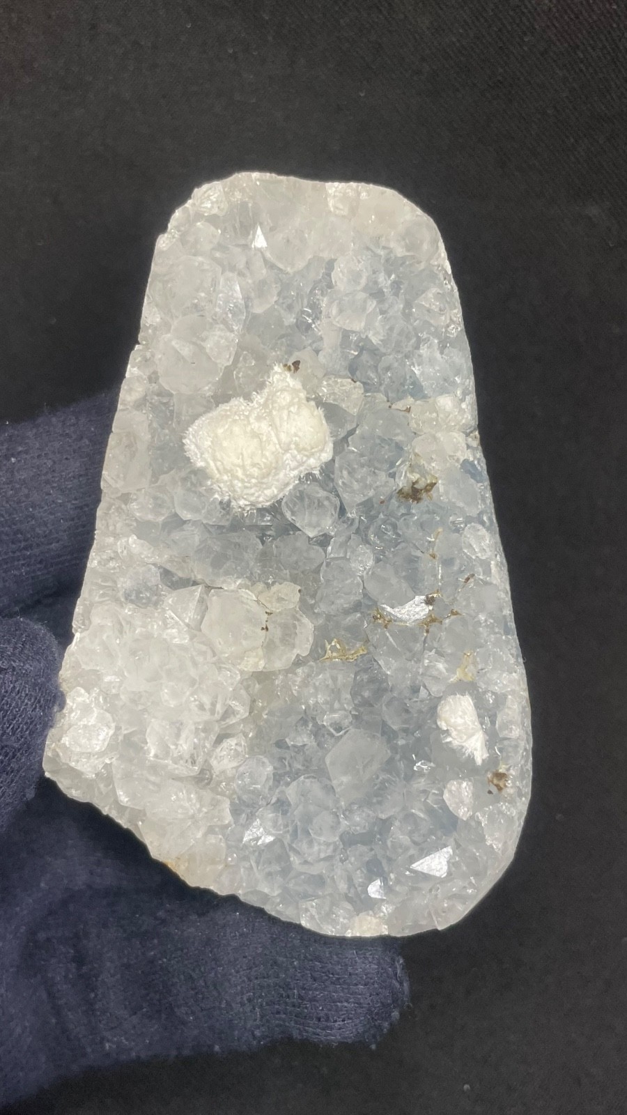 AWESOME OKENITE BALL ON QUARTZ CHALCEDONY CRYSTAL IN NATURAL MINERAL FORMATION