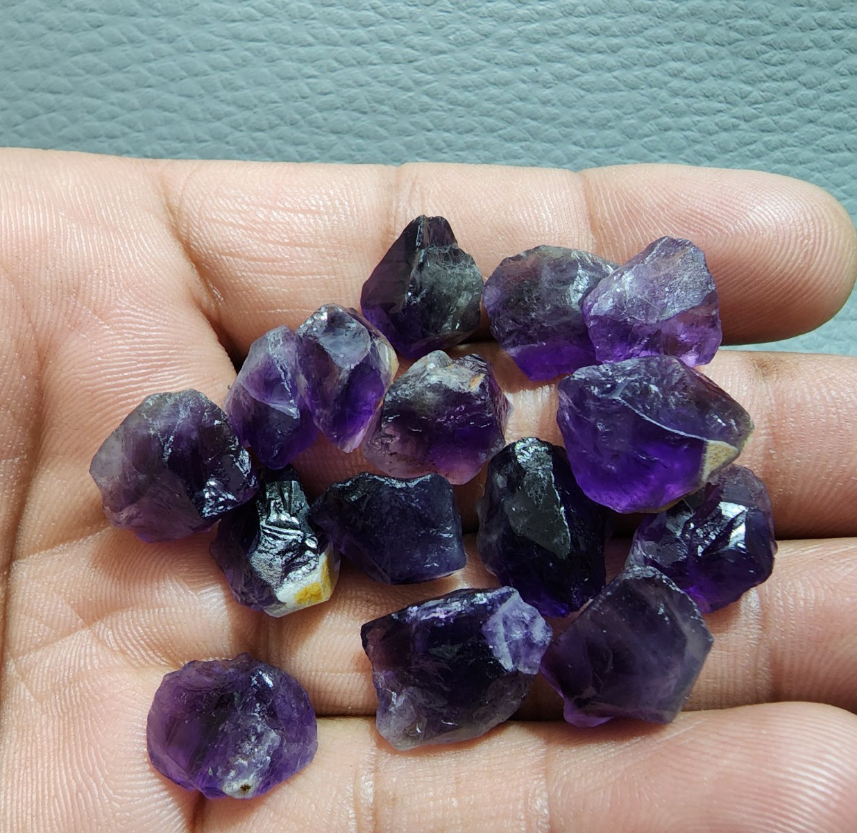 15 Pcs Attractive Purple Amethyst Rough Gemstone Raw Size 13-15 MM Crystal Stone