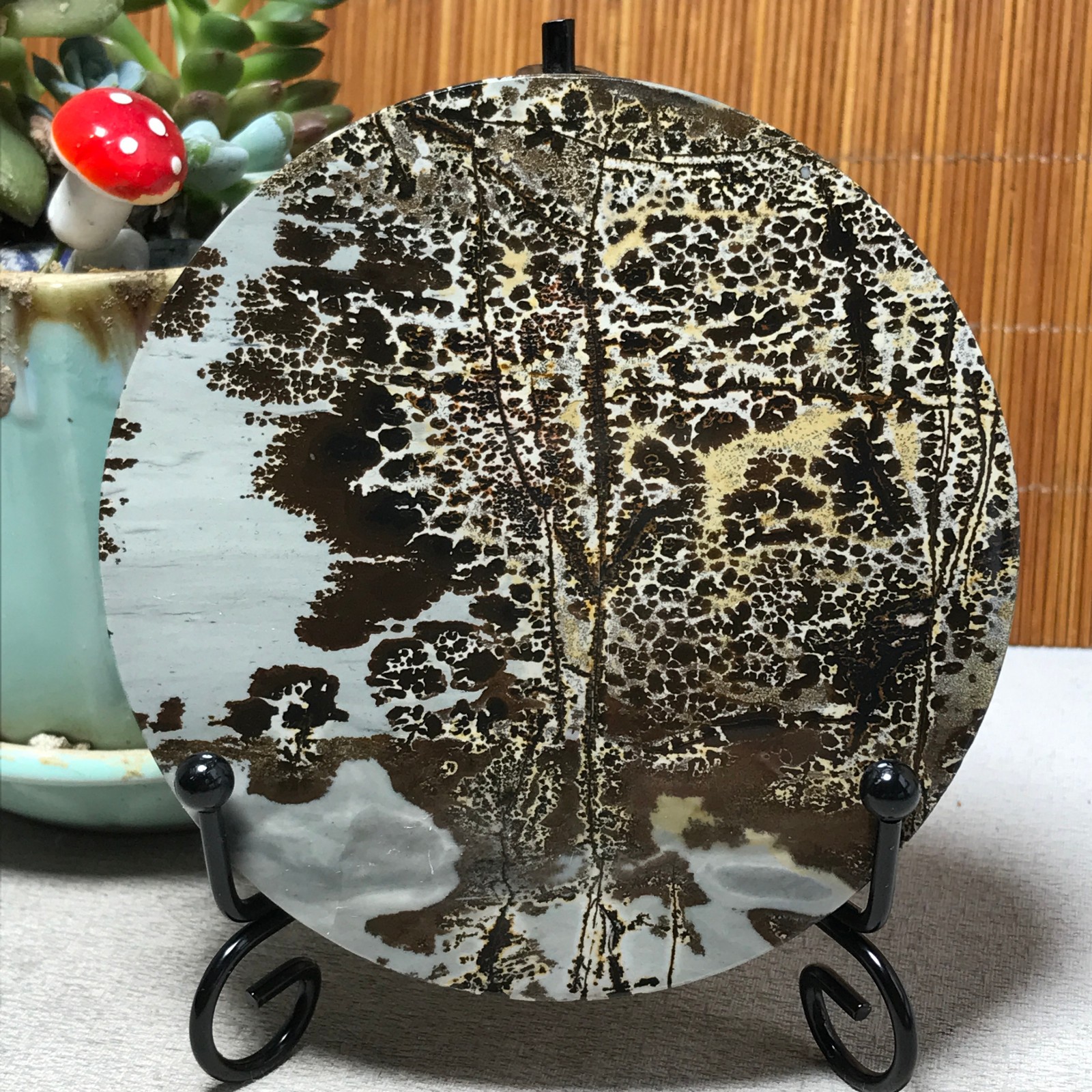 95mm Natural Chinese painting stone crystal ornaments for home decoration A6450