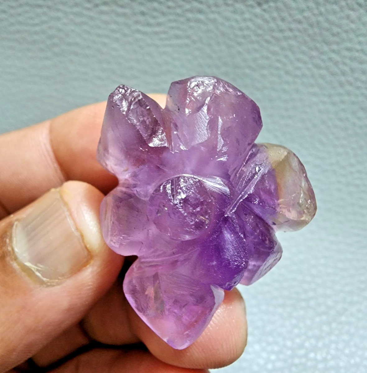 108 Crt Fabulous AA+ Purple Ametrine Flower Shape Carving Loose Gemstone Jewelry