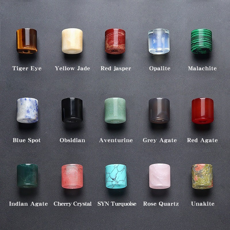 Natural Gemstone Large Hole Barrel Beads Loose Beads for Jewelry Making Crafts