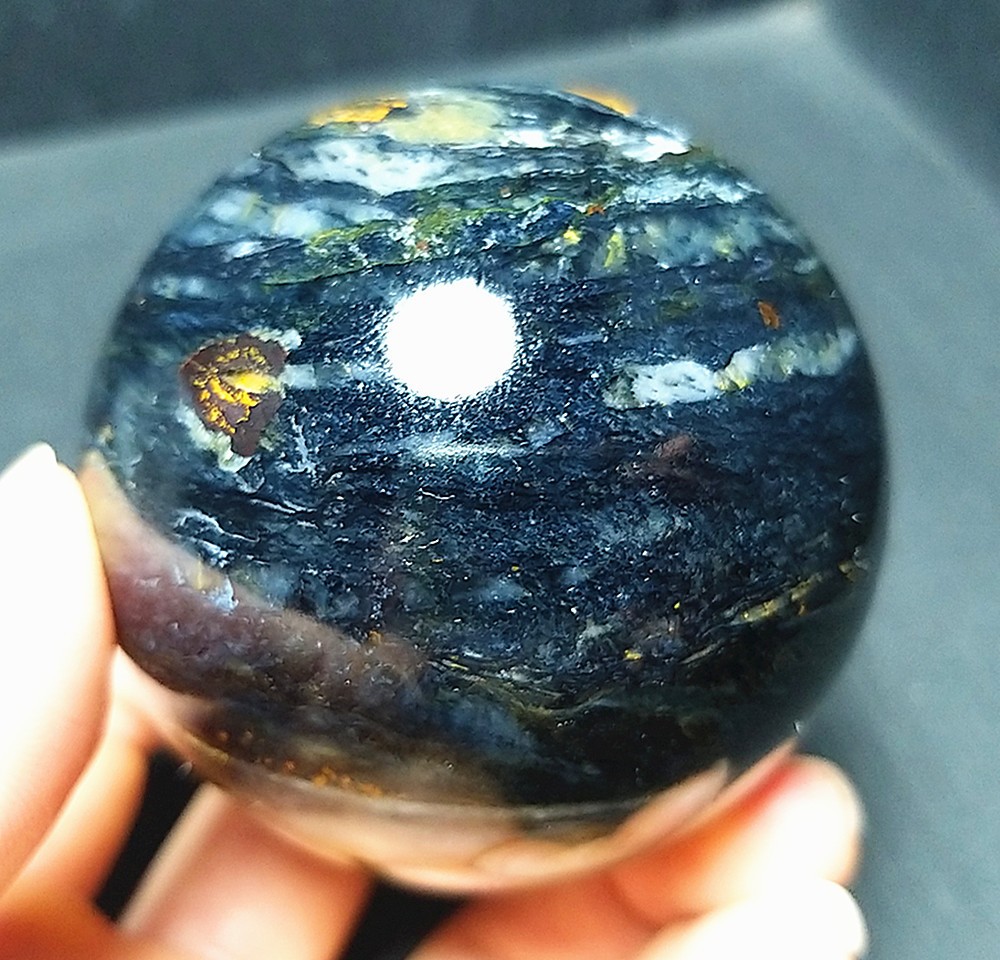 RARE 355G Natural Namibia ” Pietersite” Gemstone Sphere Ball Healing a457