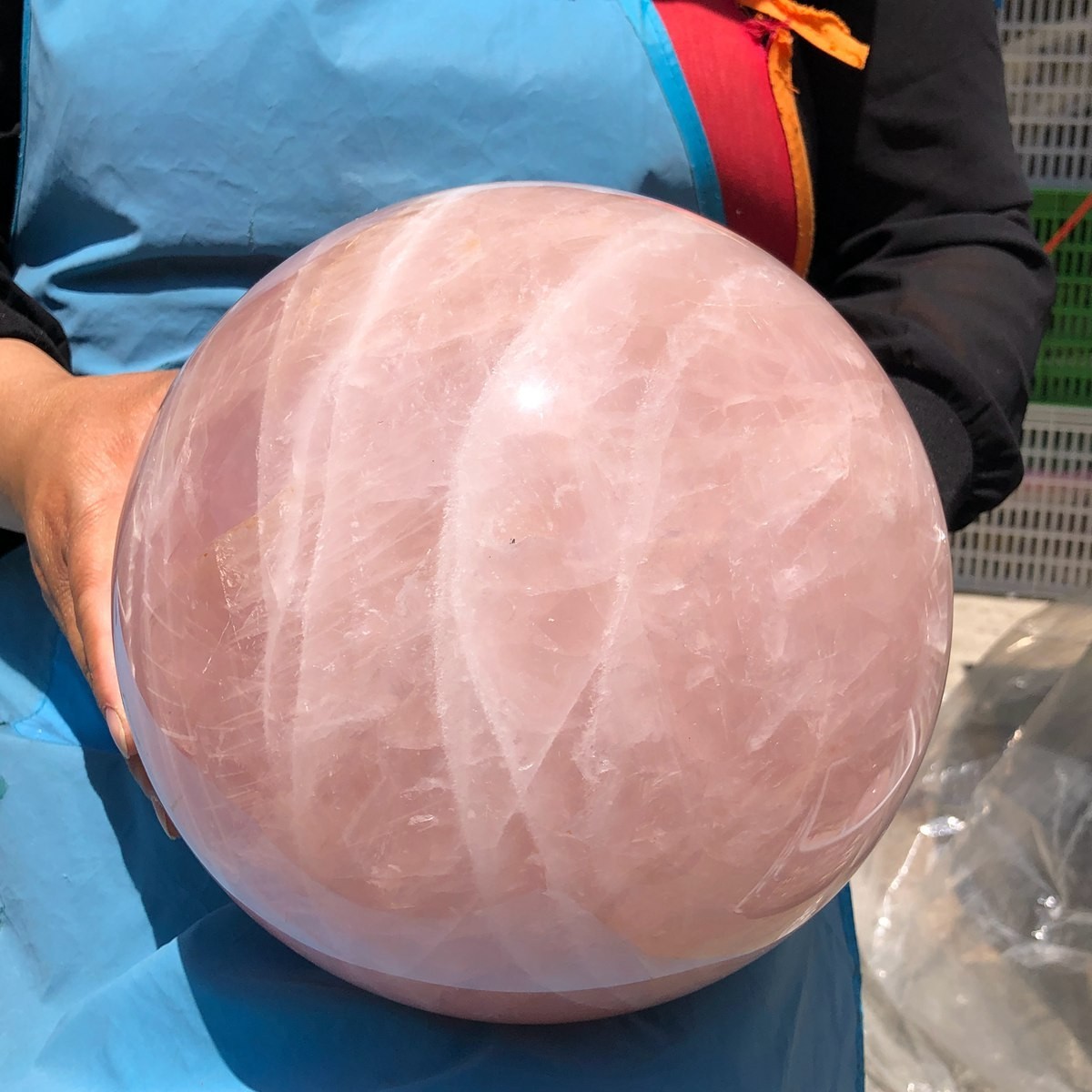 29.87LB Natura crystal Rose Quartz Sphere for Heart Chakra Balances Energy