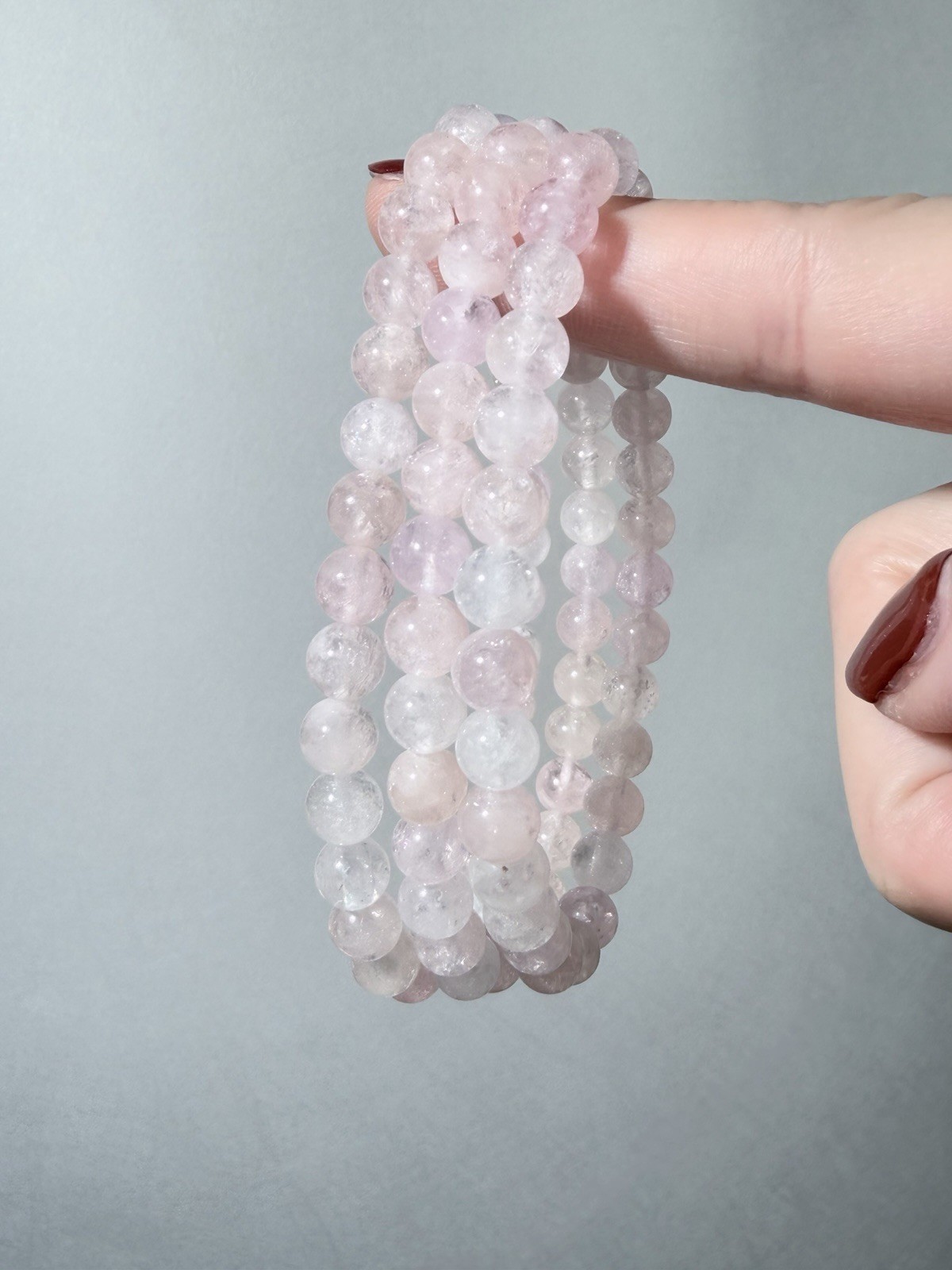 Natural Pastel Mozambique Rose Quartz Bracelet 6.5mm