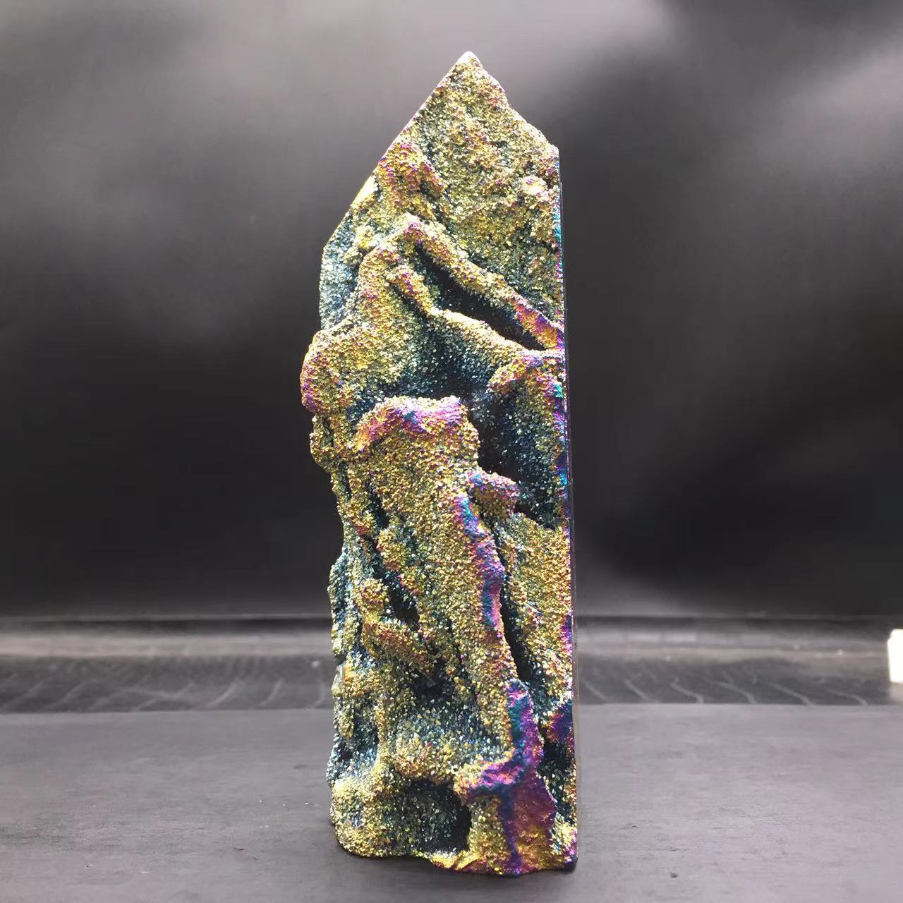 Angel Aura Natural Sphalerite Druzy Crystal Geode Point Pillar Healing Decorate