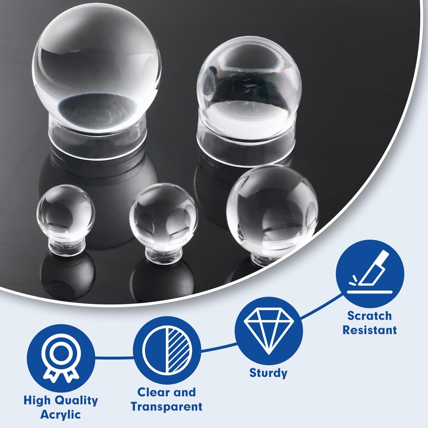 30 pcs Large Acrylic Clear Baseball Stands 1-5/8″ Size Display Holders