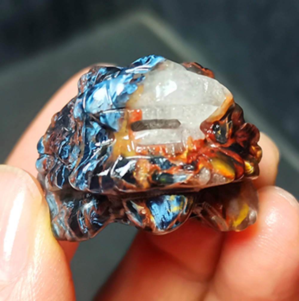 34.3g Natural Namibia ” Pietersite” Gemstone Hand-carved Dragon Tortoise WYY3865