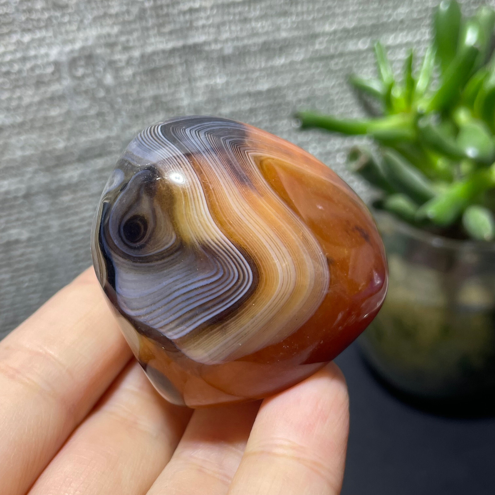 80g Crazy Lace SILK Banded Agate Polished Crystal Tumbled Stone Madagascar M7712