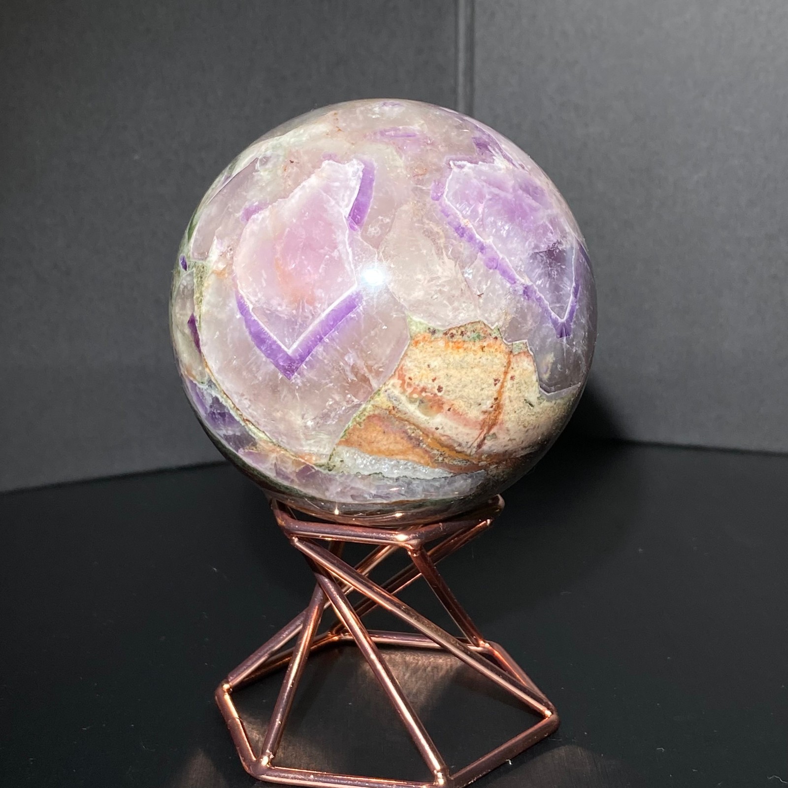 449g Natural Dreamy Amethyst ball Quartz crystal Sphere Crystal Healing