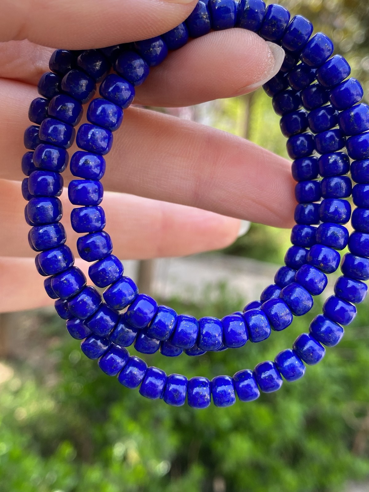 Premium Old Shape Lapis Bead Multi Strand Smooth Polished Ethnic Style Bracelet