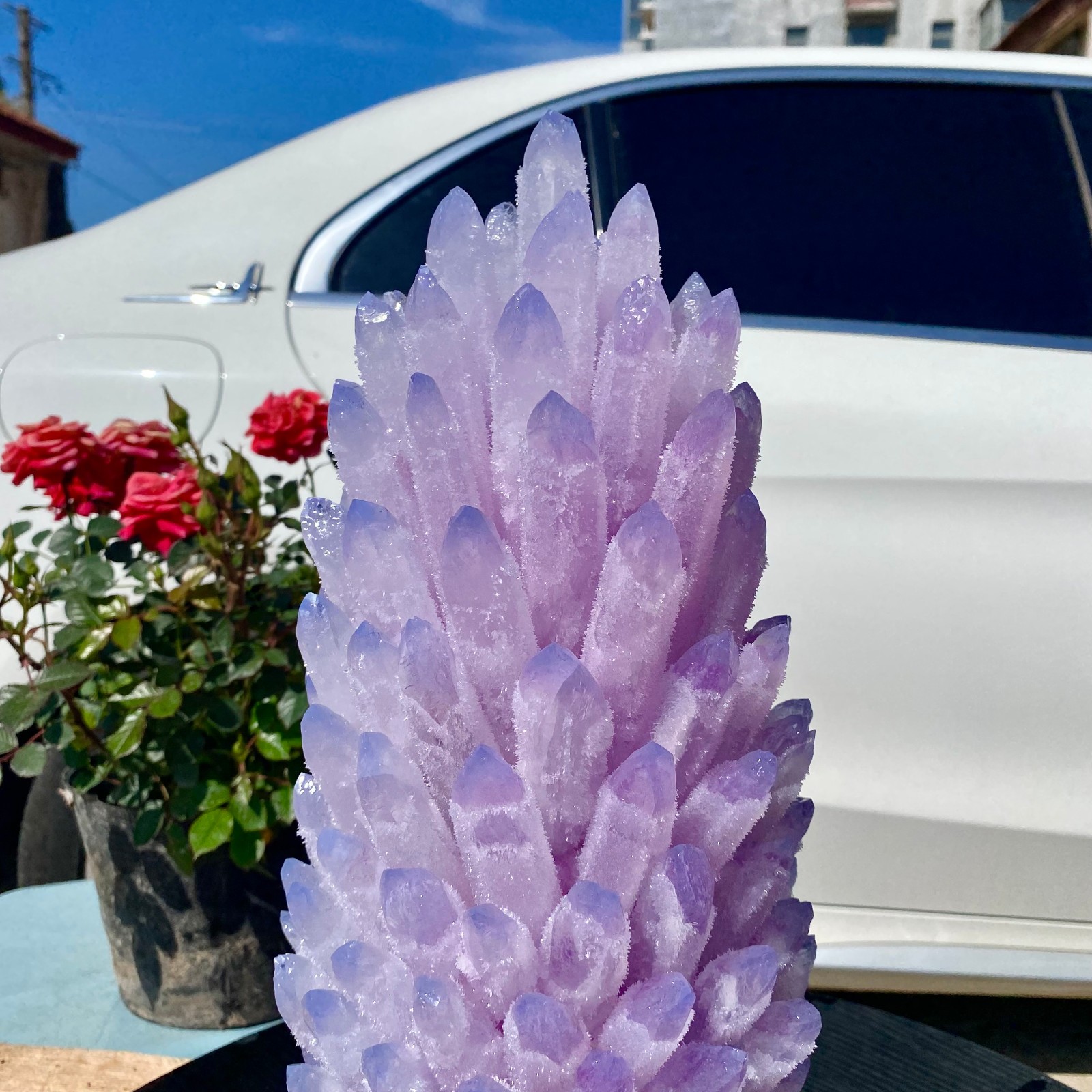 24LB New Find purple Phantom Crystal Quartz Cluster Mineral Specimen Healing