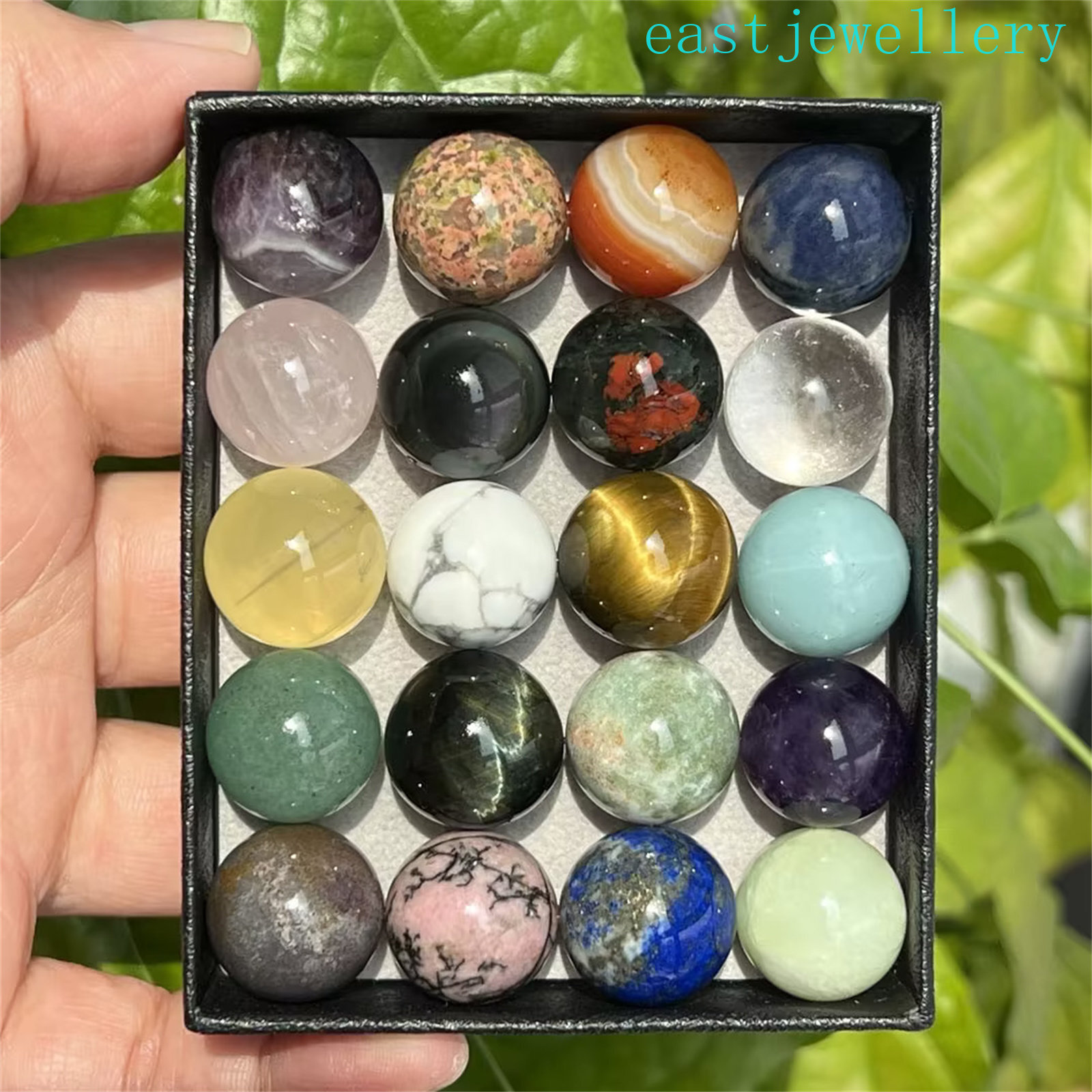 20x Wholesale Natural Mixed sphere quartz crystal ball reiki healing 15mm+ box