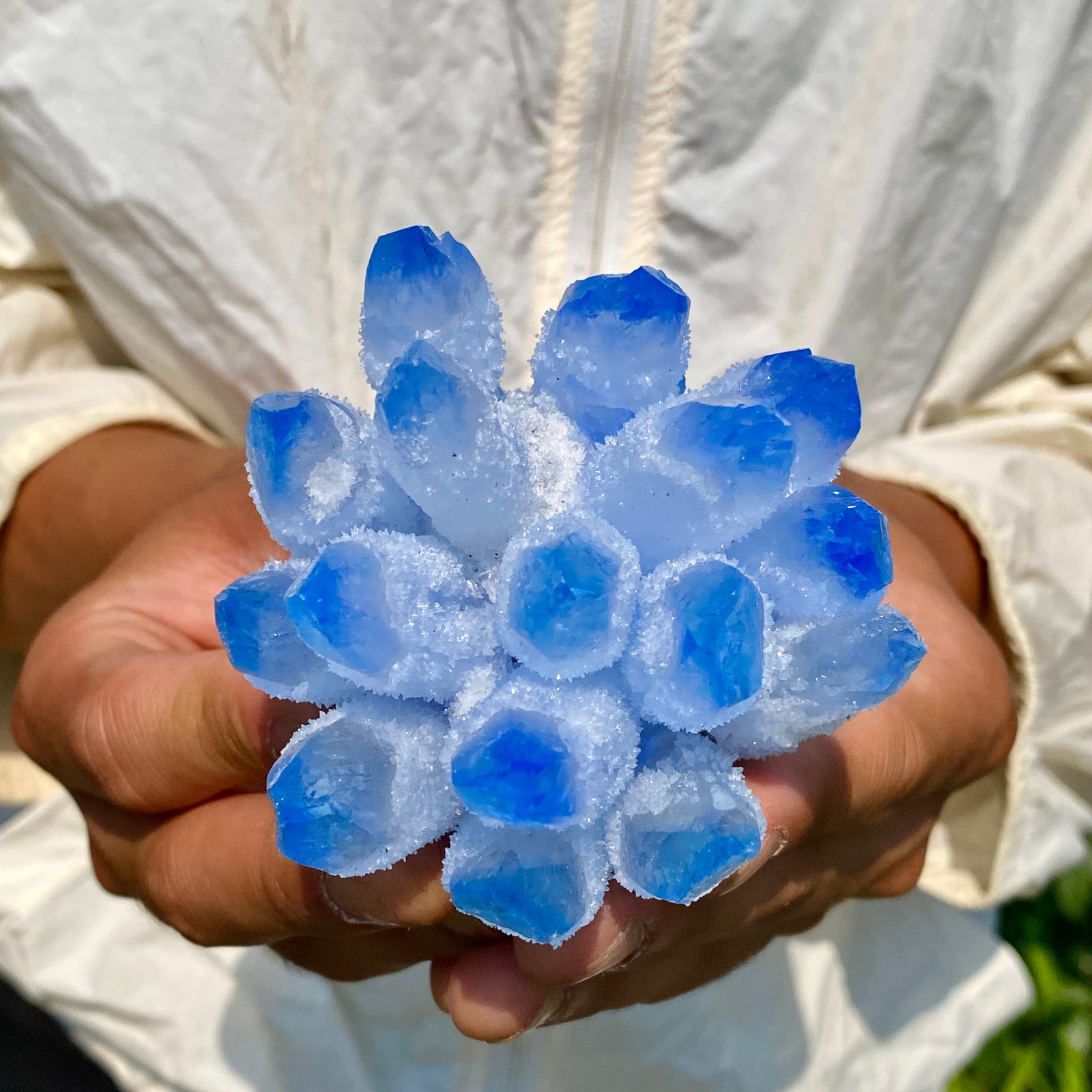313G New Find blue Phantom Crystal Quartz Cluster Mineral Specimen Healing