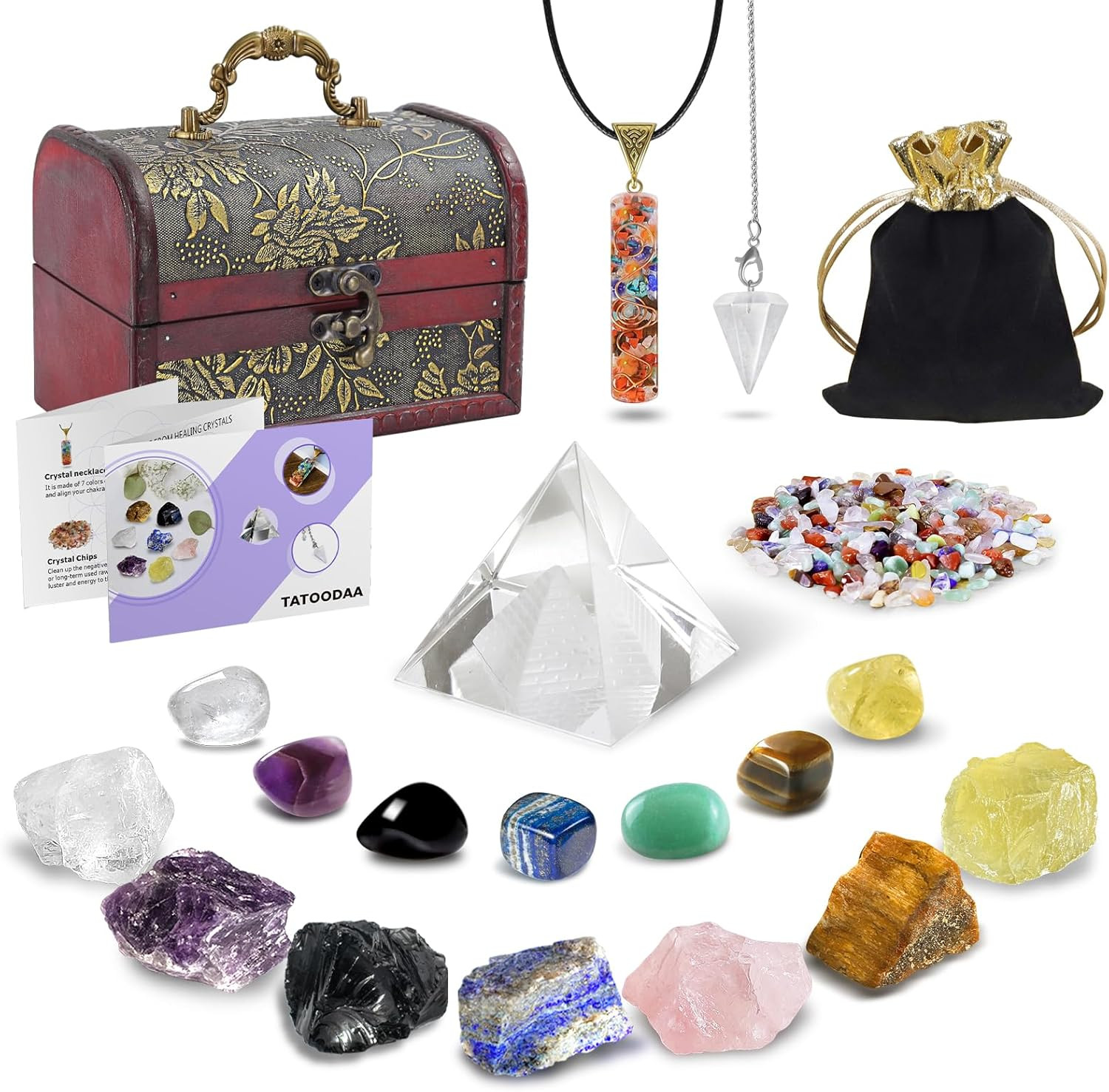 Crystals and Healing Stones, 21 Pcs Healing Crystals Set, 7 Chakra Crystal Stone