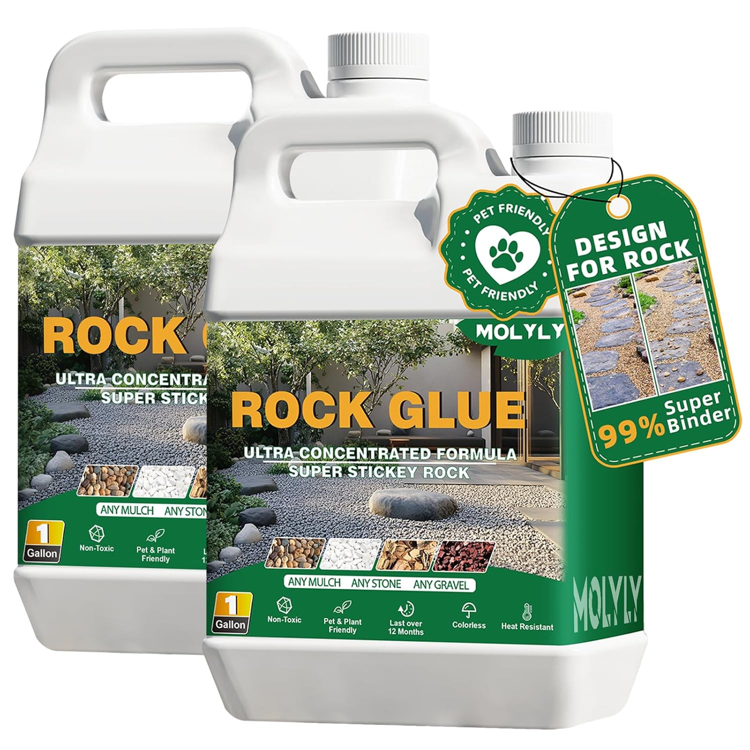 Rock Glue for Landscaping – 2 Gallon Mulch Glue, Gravel Binder & Stone Adhesive,