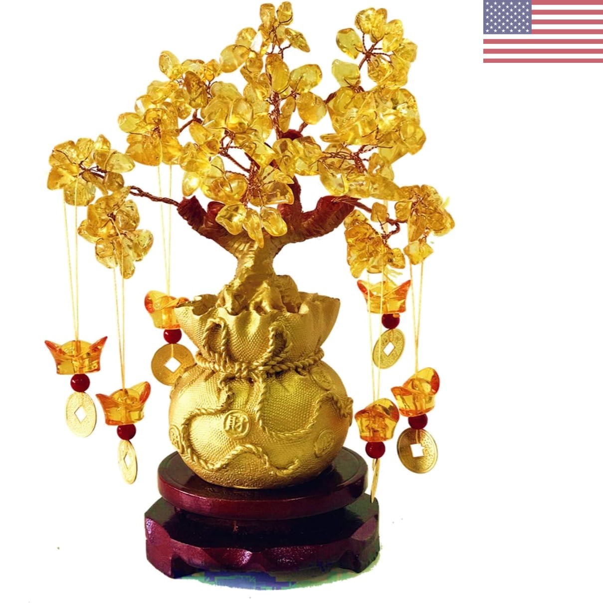 Feng Shui Citrine Money Tree – Crystal Dragon Design for Prosperity & Good Luck