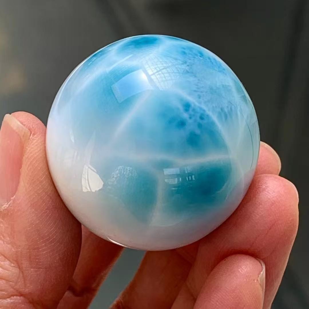 36mm Natural Larimar Gemstone sphere quartz polished ball Reiki energy