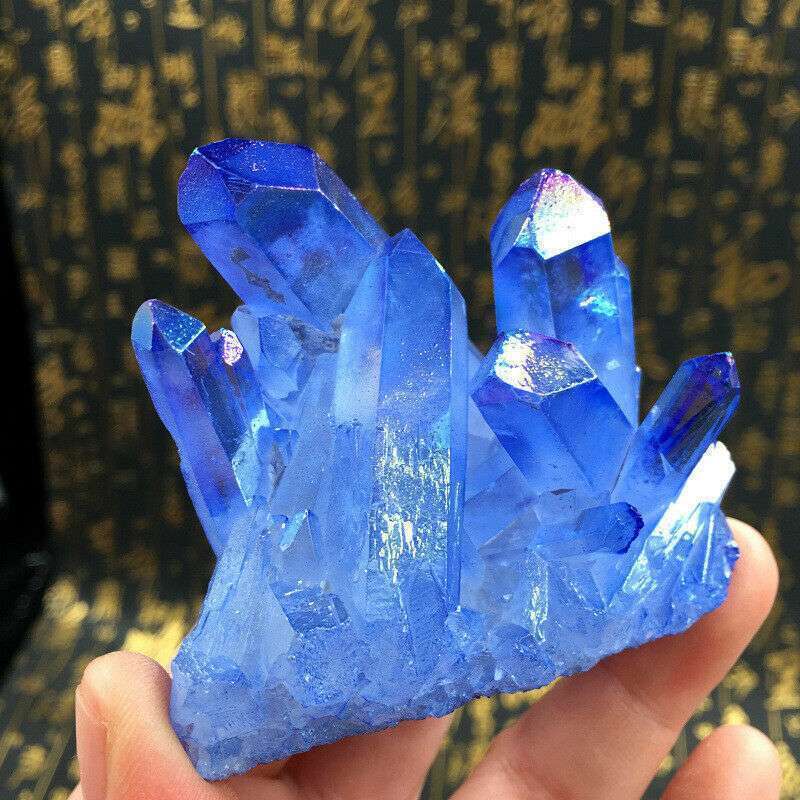 Natural Blue Purple Crystal Quartz Cluster Stone Mineral Healing Specimen Decor