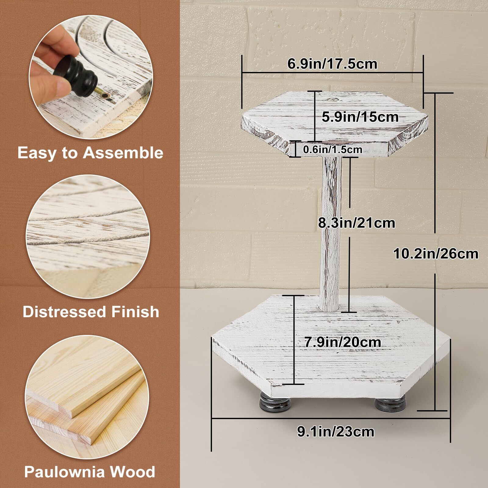 Hexagonal Wood Riser For Display 2tier Wood Farmhouse Riser For Kitchen Bathroom