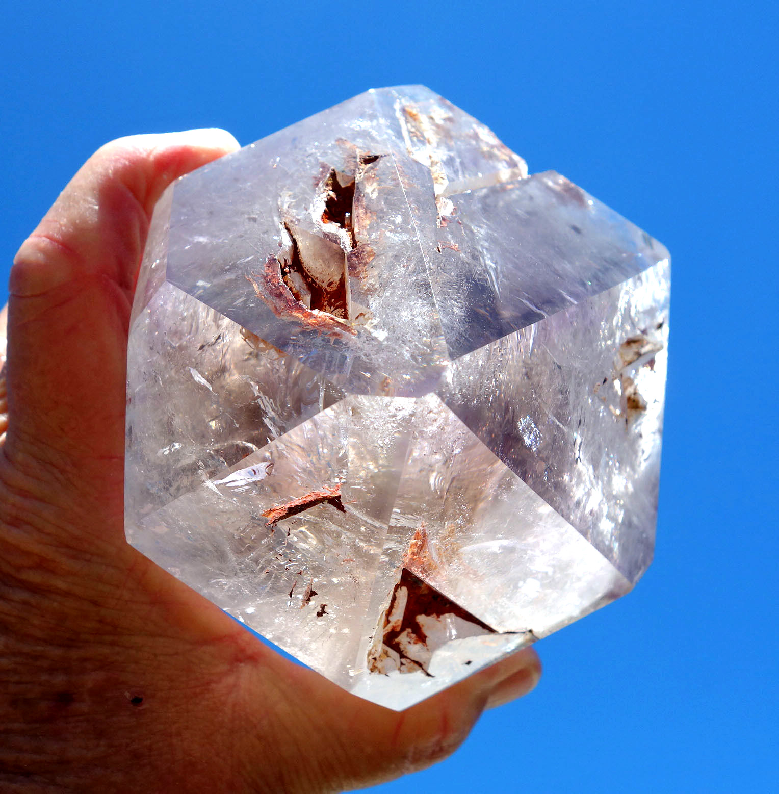 Amethyst Elestial ENHYDRO Water Bubble a RED CLAY Quartz Crystal Point For Sale