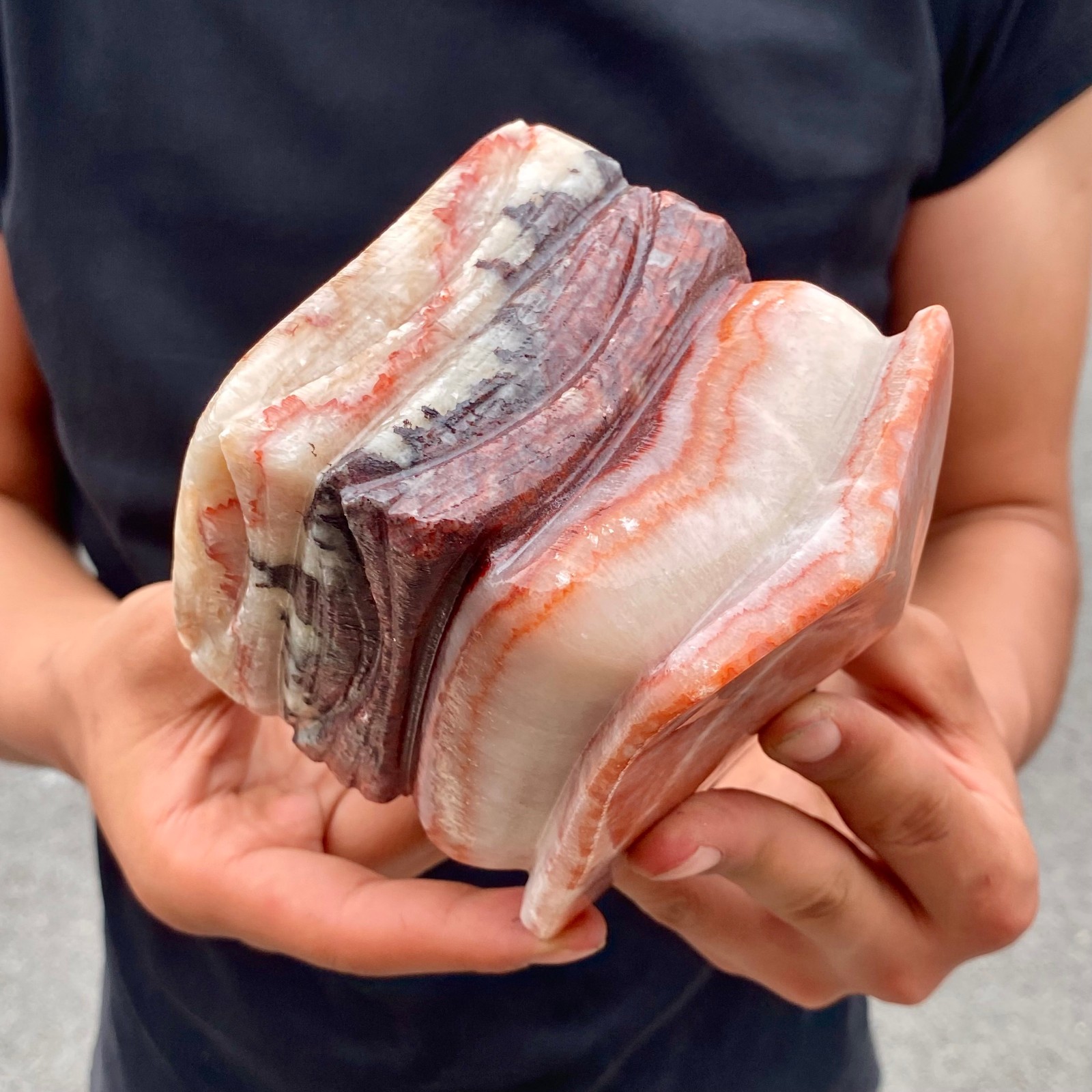 4.2LBNatural Pork Belly Stone Meat Shape Calcite Feng Shui Home Display Ornament