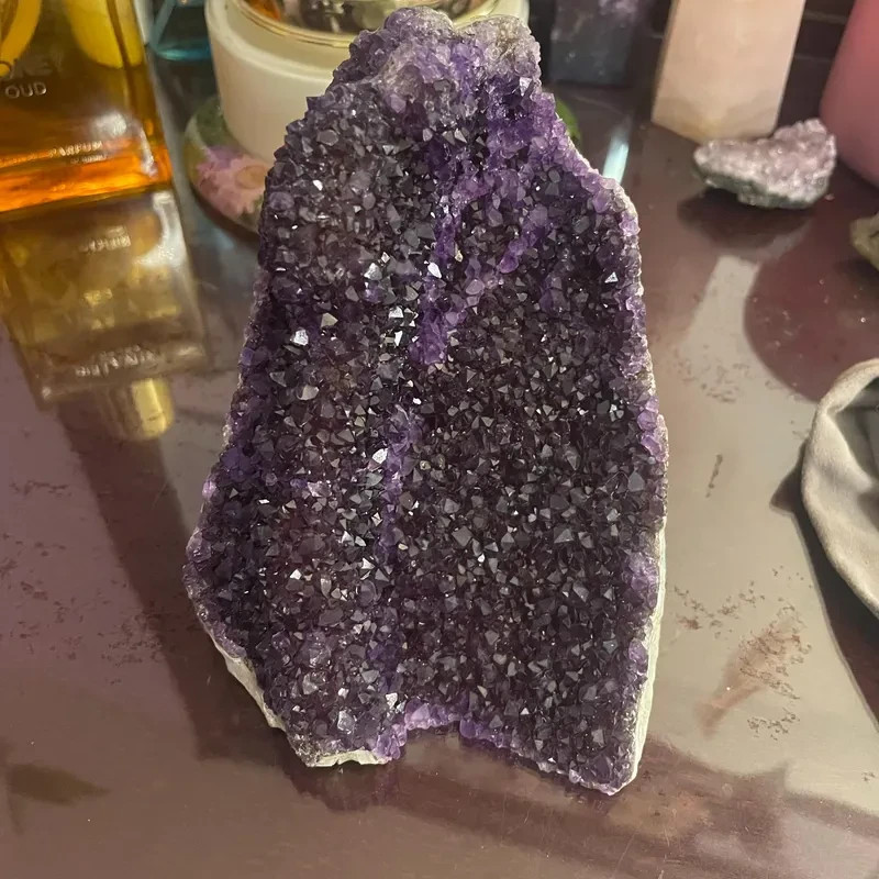 250G Natural Amethyst Raw Geode Cluster Purple Quartz Crystal Art Home Decor