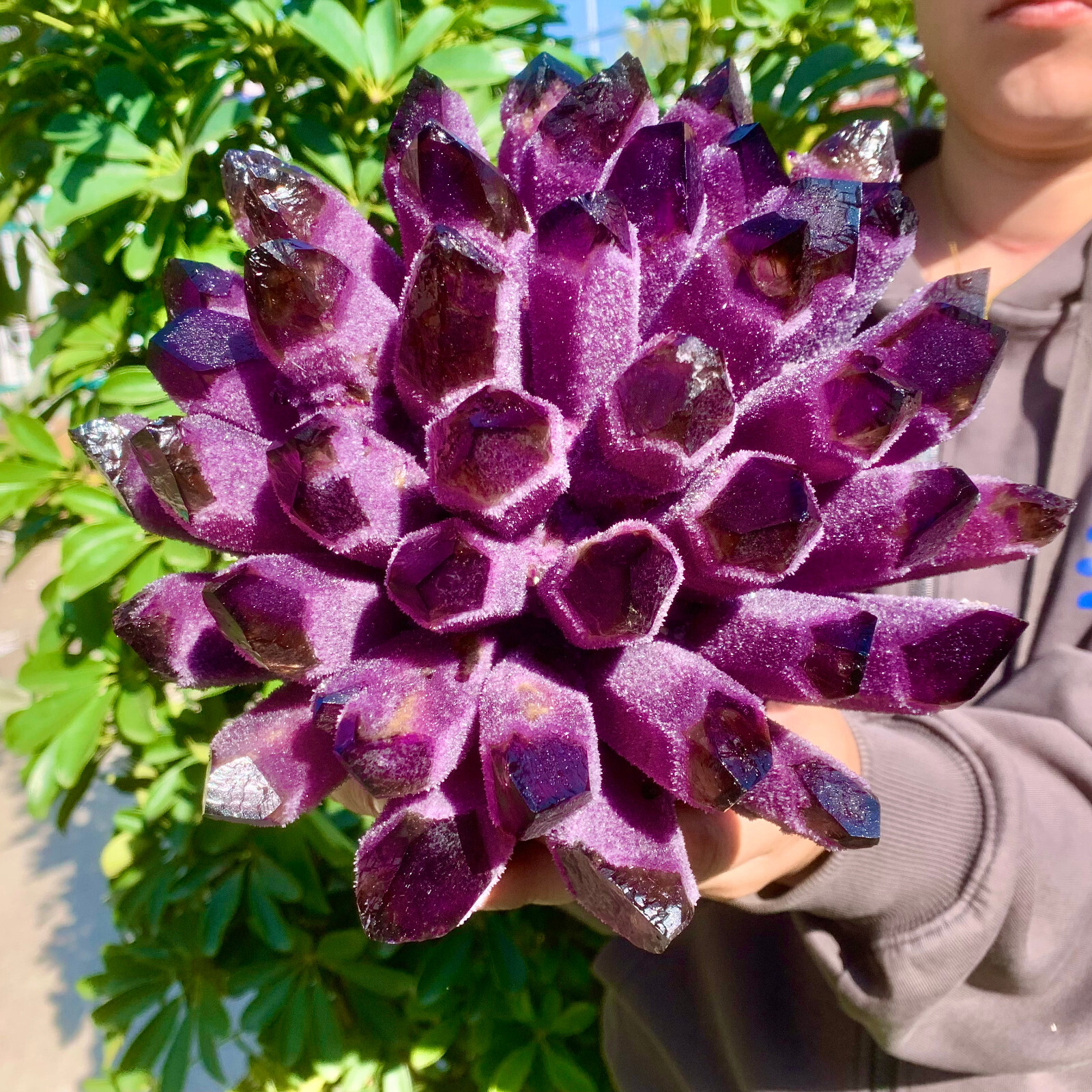 9.2LB Raw Dark Purple Phantom Amethyst Cluster Crystal Geode Specimens Ornament