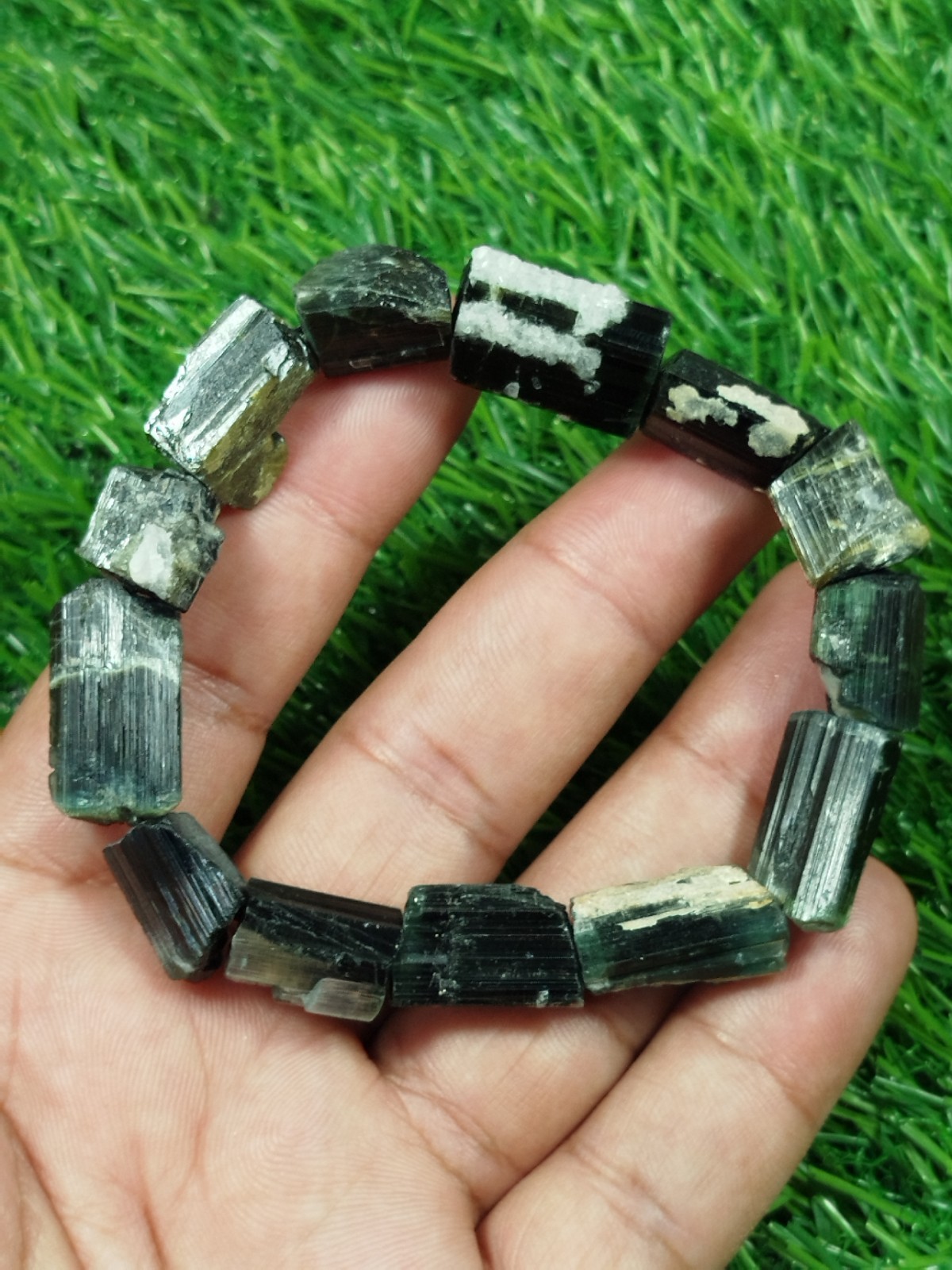 52 Grams Green Cap Tourmaline Stackable Bracelet From Skardu Pakistan