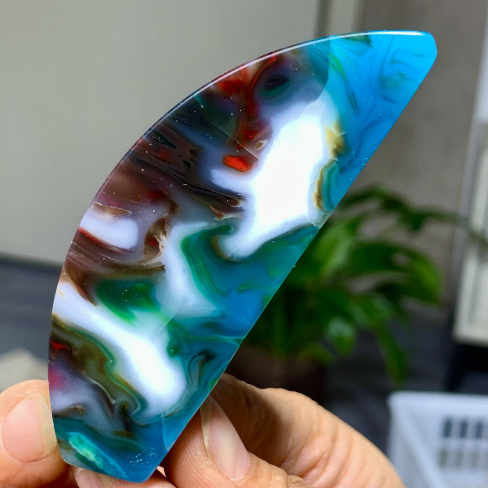 81G Natural NanHong Agate block multicolored Pattern Cabochon mineral Crystal