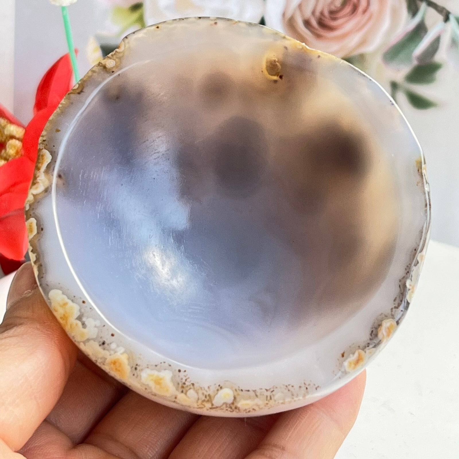 257g TOP Rare Natural Agate ashtray Polished Coin Dish Madagascar MD9