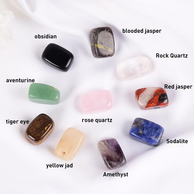 10 Pcs /Set Natural Tumbled Stone 15-20Mm Mix Rock and Quartz Rose Bead Chakra H