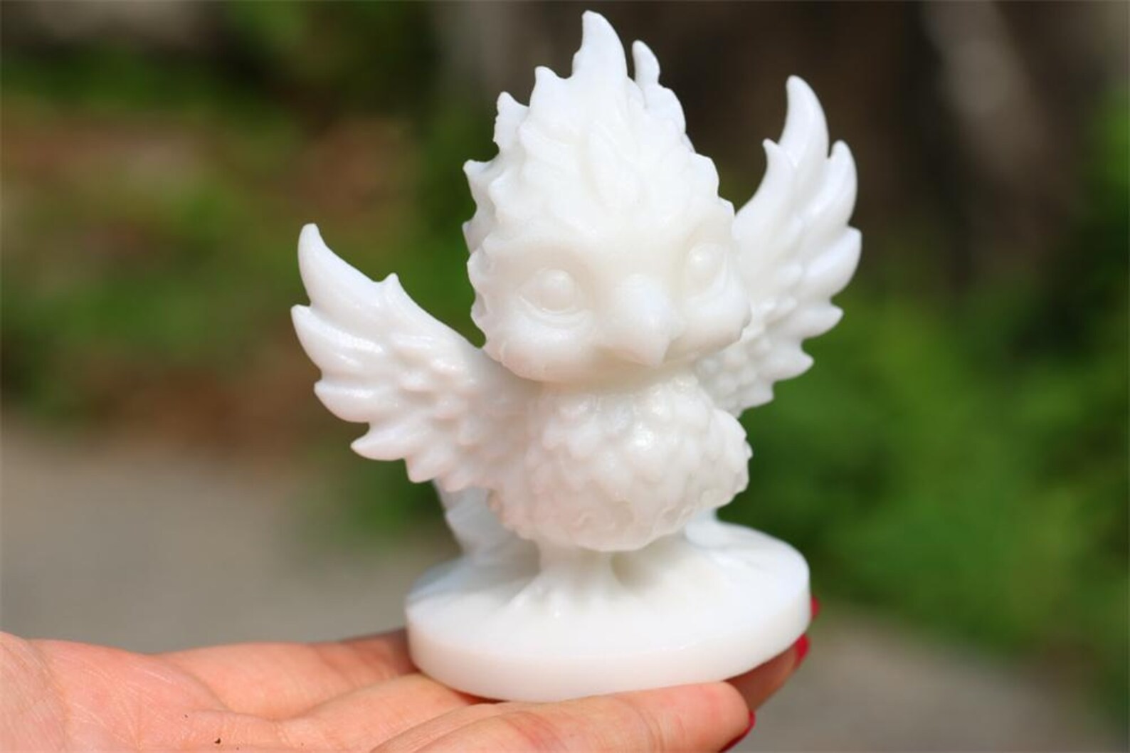 Natural White Jade phoenix Carving Quartz Crystal phoenix Healing Home Decor 1pc
