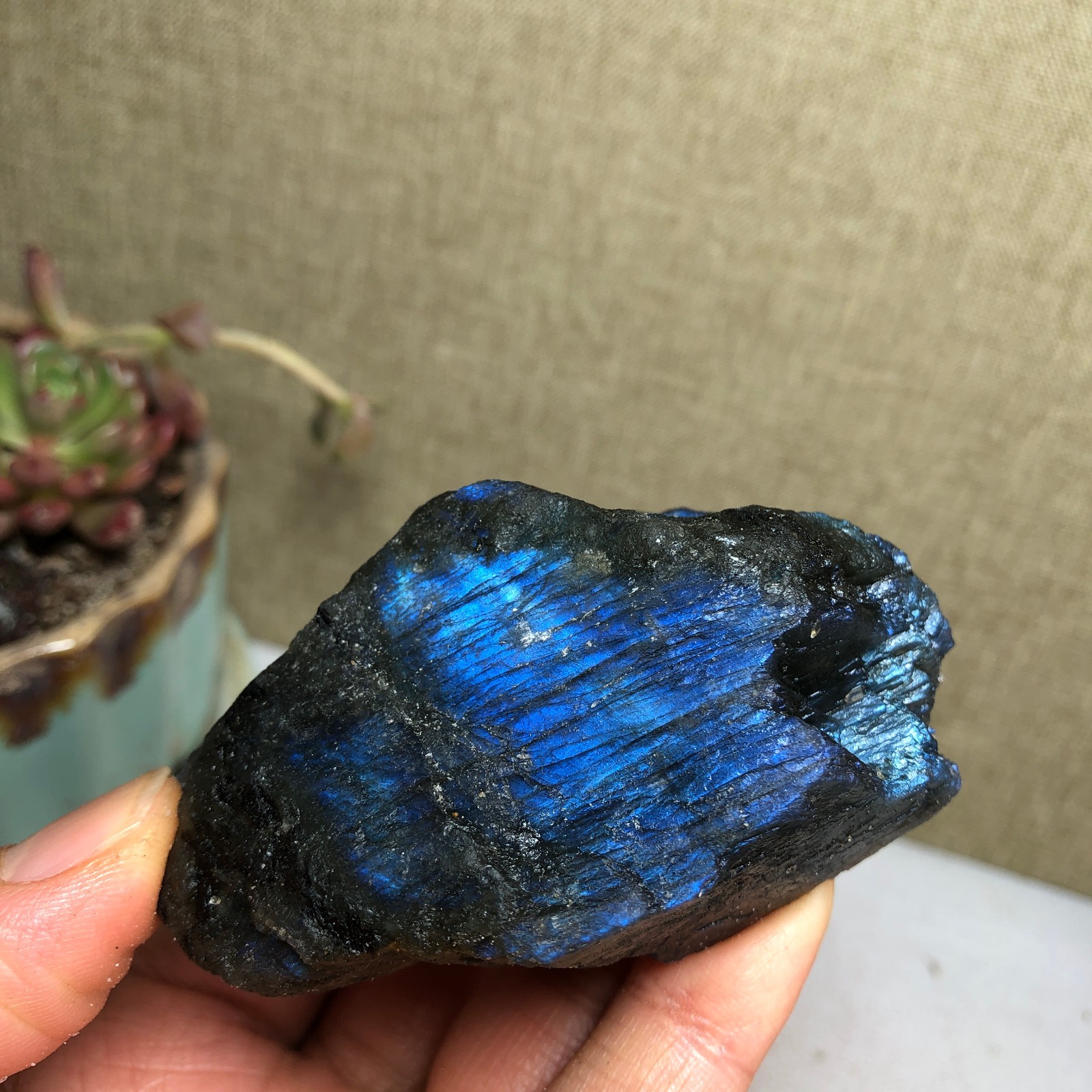 70mm Natural Labradorite Crystal gemstone rough original Specimen 142g A3458