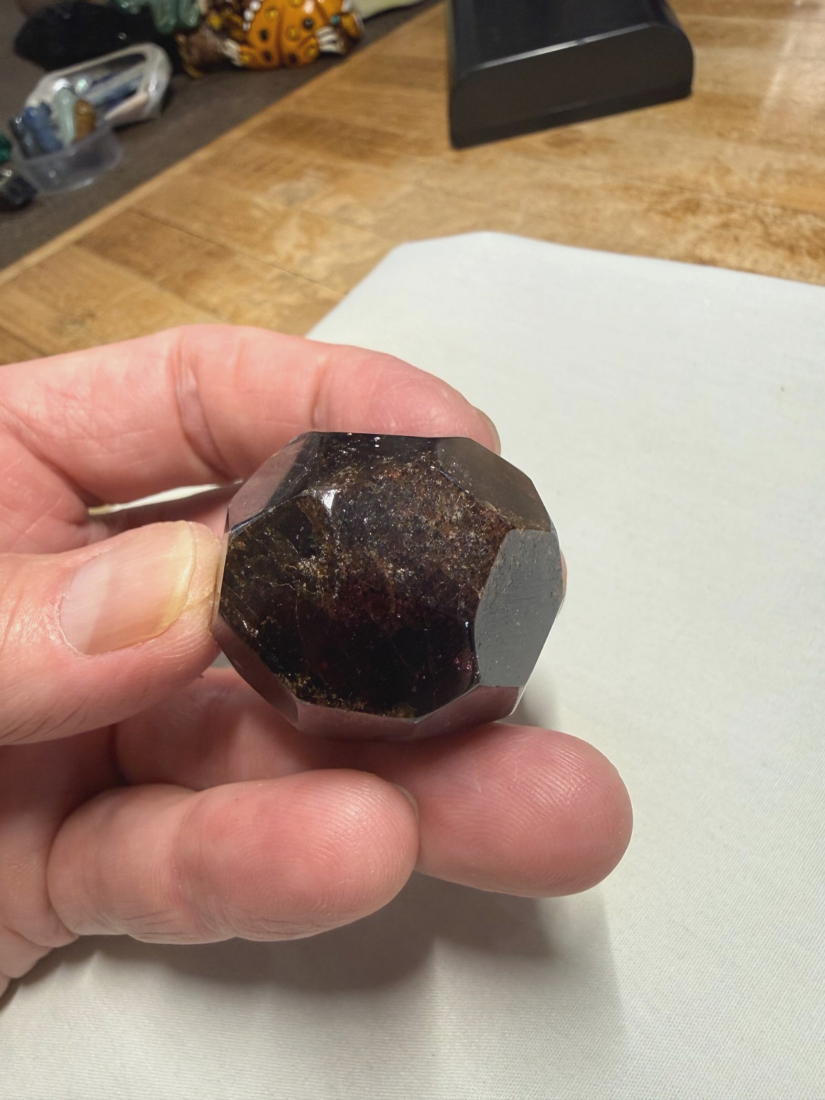 Red Garnet Crystal Gemstone Trapezohedron Carved Shaped Specimen 006