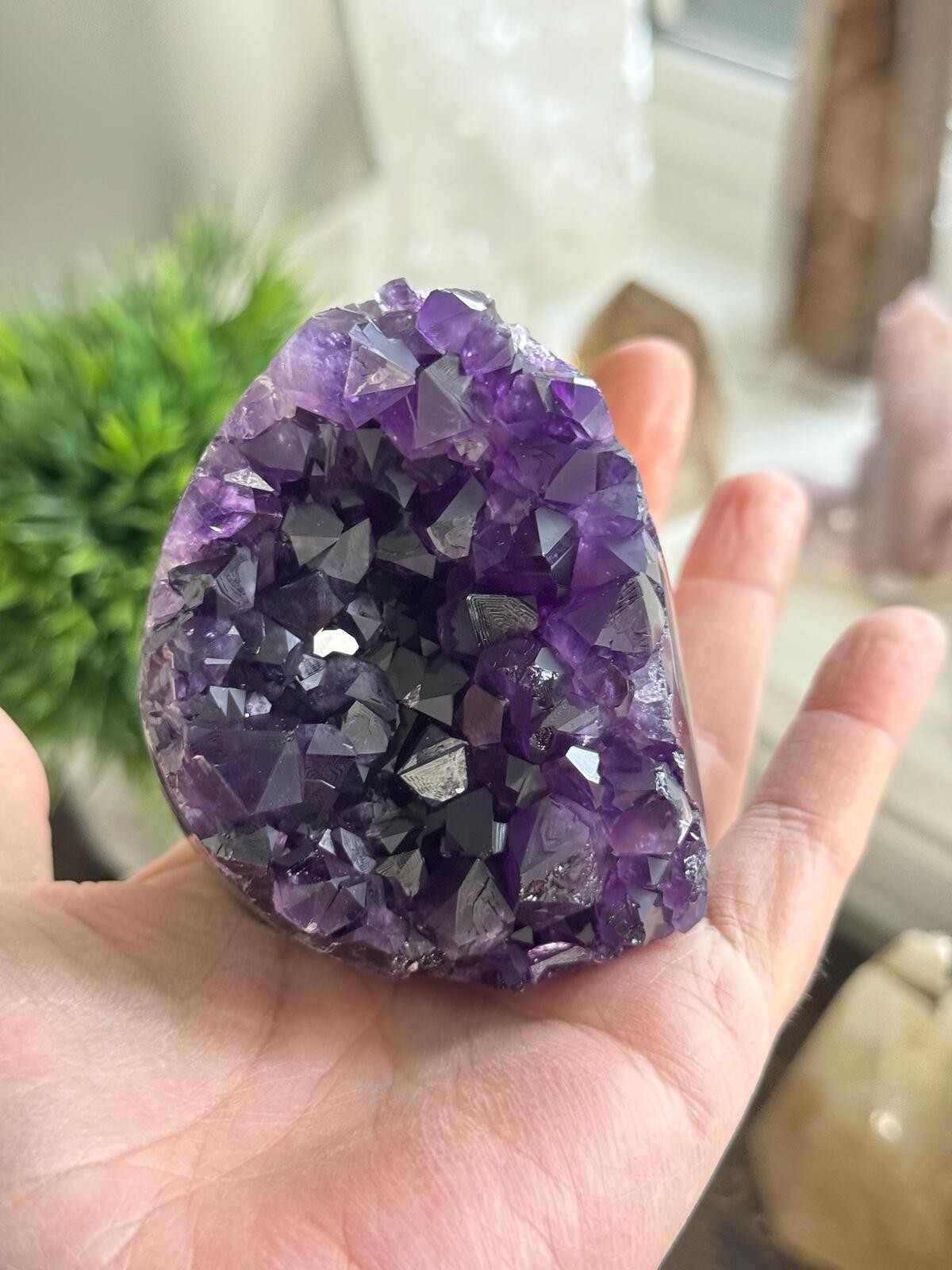 Amethyst Crystal Cluster Geode Dark Purple Standing Cut Base Mineral Specimen 33