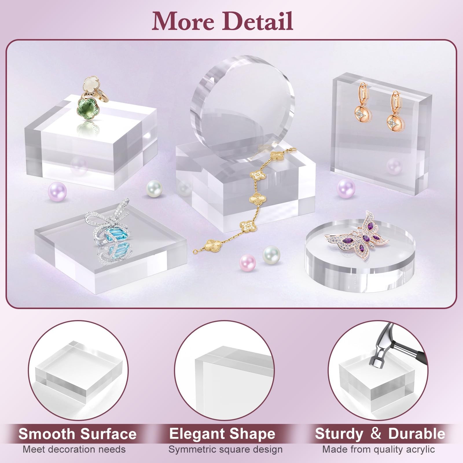 2 Pcs 4 X 4 X 1 Inch Acrylic Blocks, Clear Square Acrylic Stand