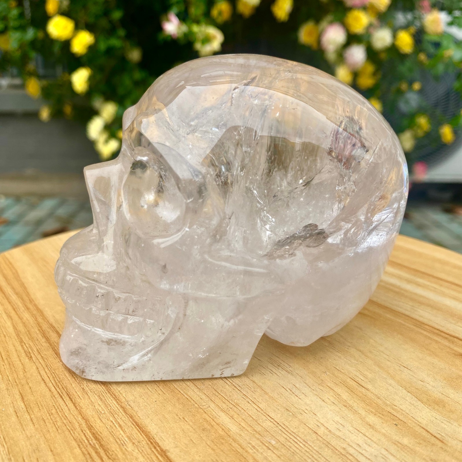 2.46LB TOP! White melting quartz hand carved crystal skull gem reiki healing