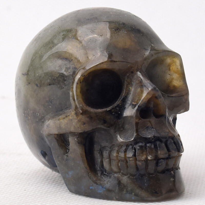 3″ Natural Labradorite skull figurine Handmade Human Shape Carved Skull,293g
