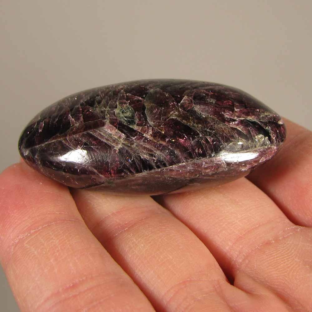 2.1″ Red RHODOLITE GARNET Crystal Polished Palm Stone – India