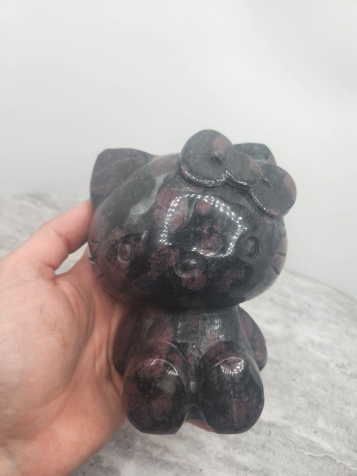 4LB Hello Kitty Cat Garnet Carved Crystal Natural Crystal Carving Cat Lover