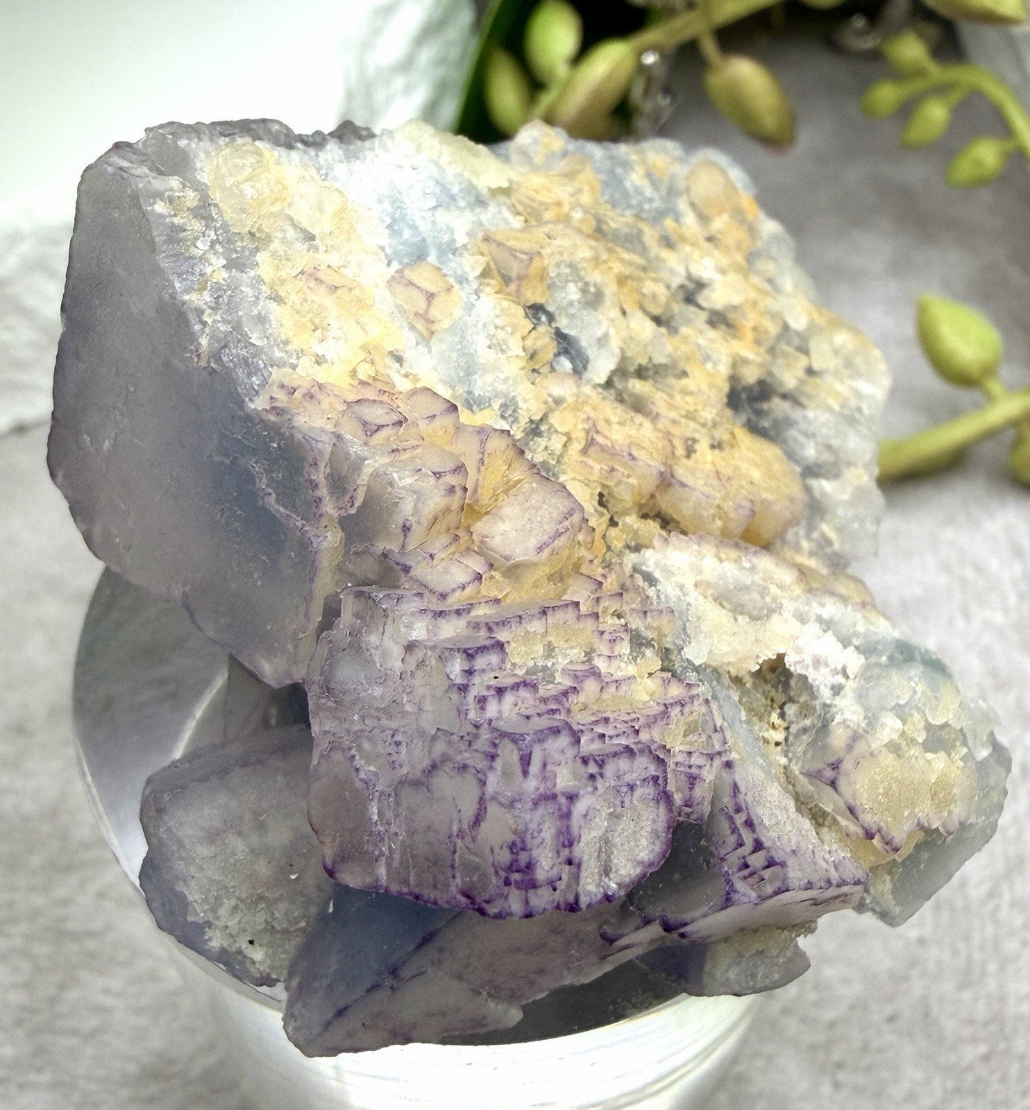 Crystal 96g Purple Blue Clear Fluorite Cluster Cube Specimen Mineral Raw