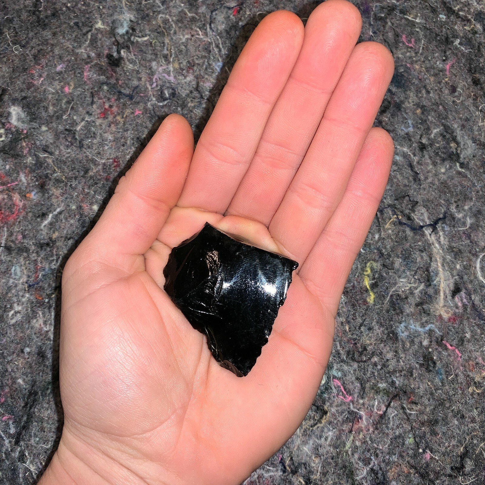 One (1) Charged Black Obsidian Rough Gemstone + A FREE Selenite Charging Stick