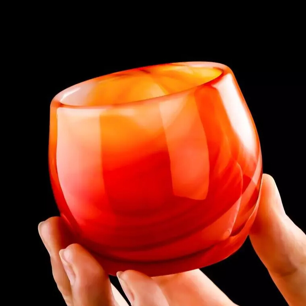 Red Agate Bowl Carving Carnelian Cup Glass Cup Reiki Manual Crystal Collect 60ML