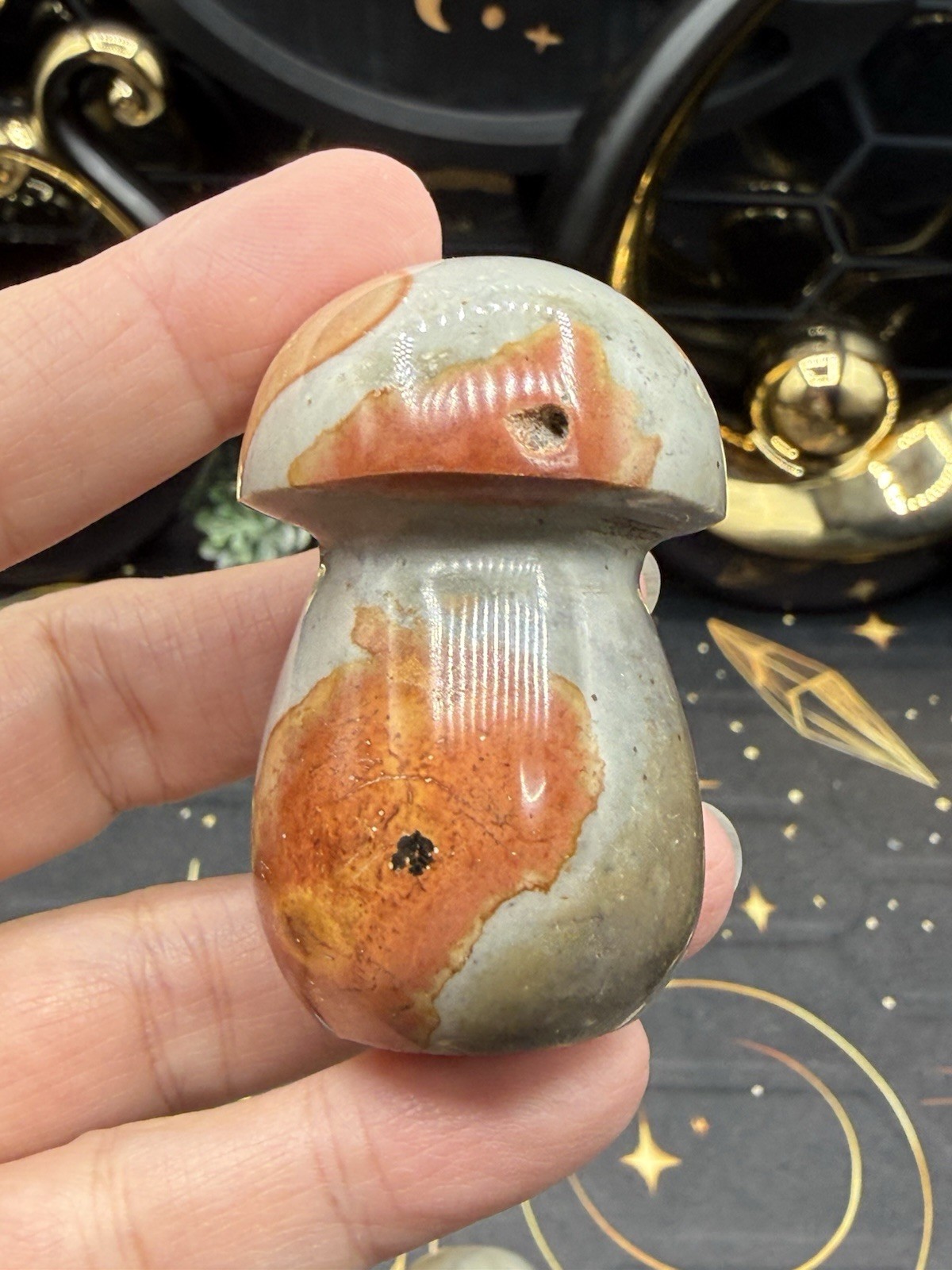 Natural Polychrome Jasper Mushrooms Carvings Free shipping