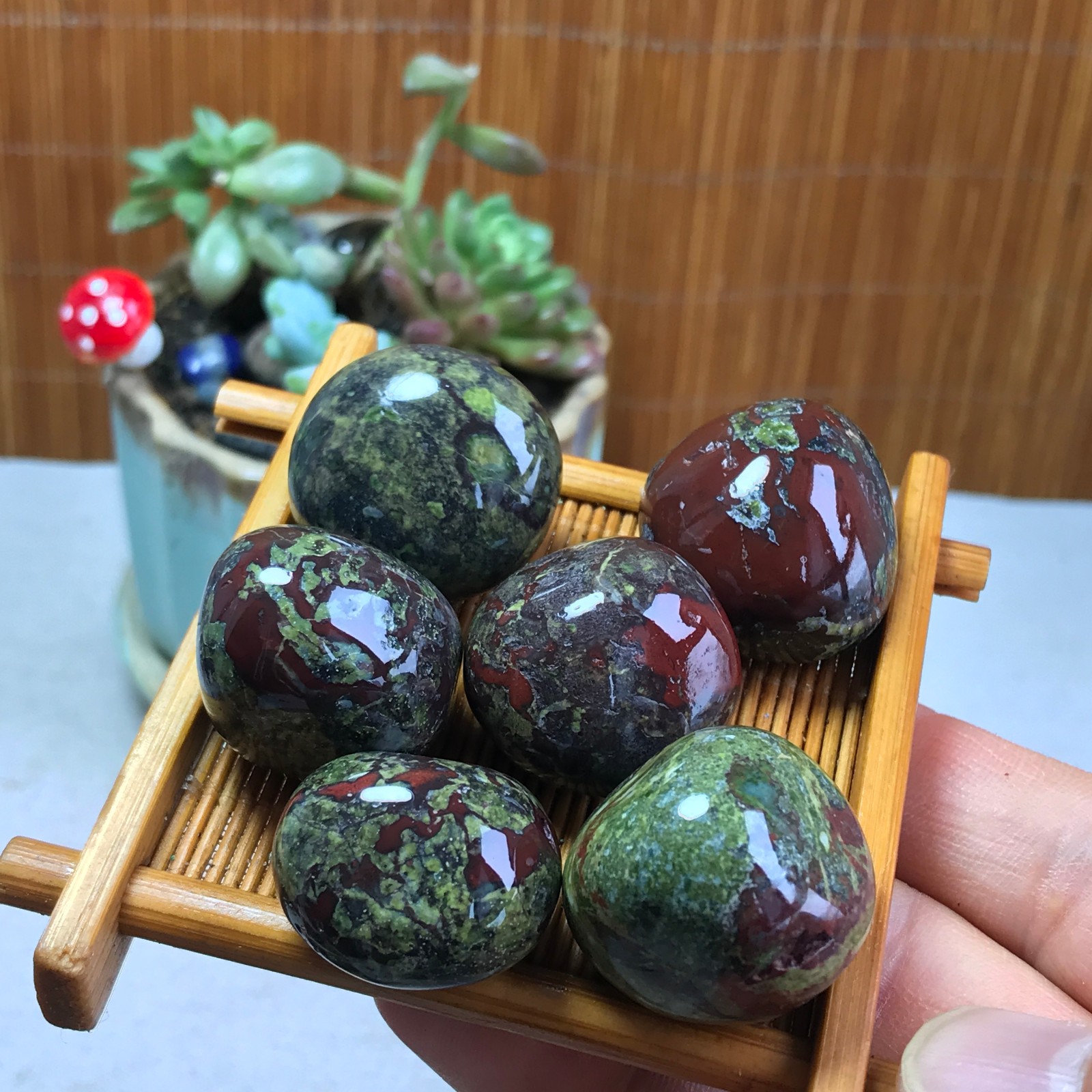 6pcs Natural Dragon blood Crystal gemstone Polish Mineral Specimen Tumbled A5305