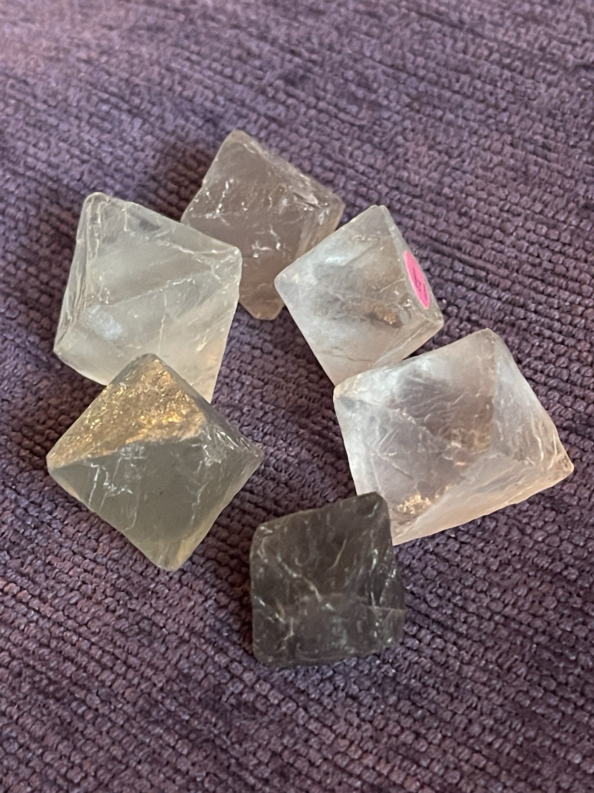 Fluorite Octahedron Crystal Lot Of Six