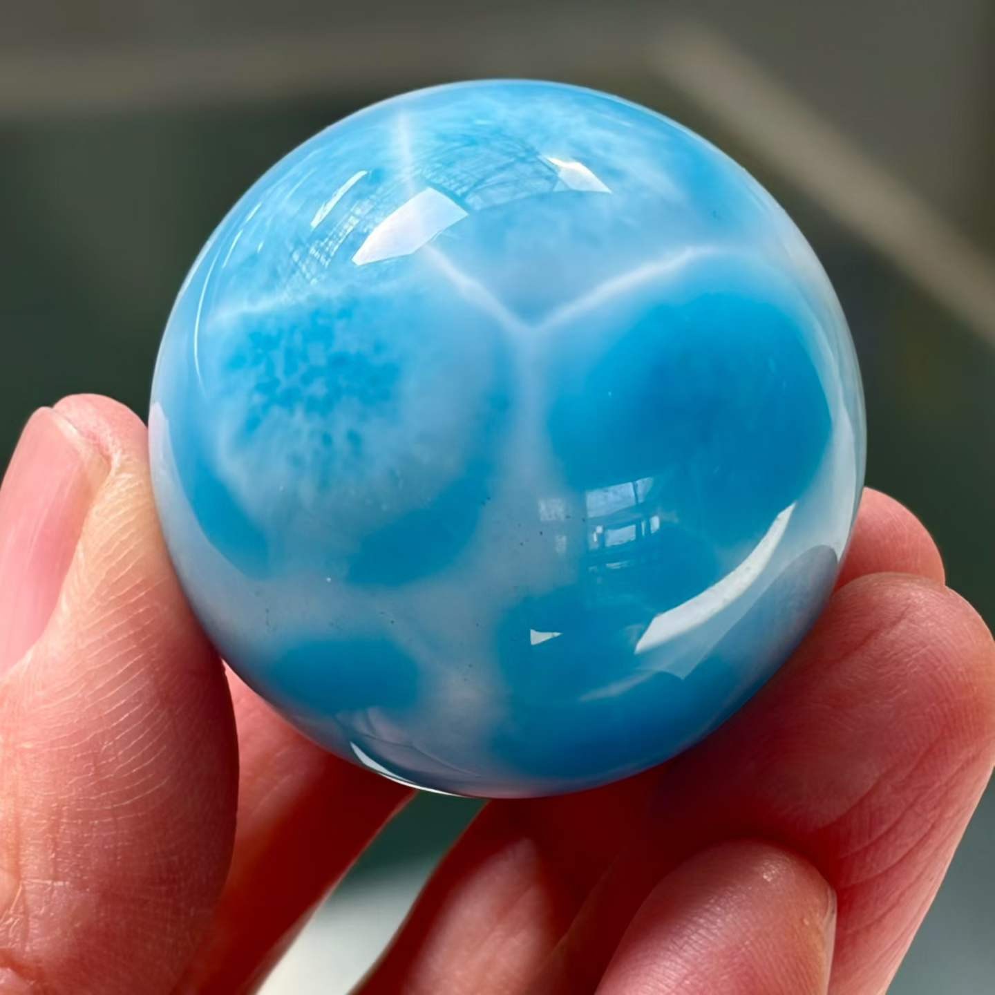 36mm Natural Larimar Gemstone sphere quartz polished ball Reiki energy