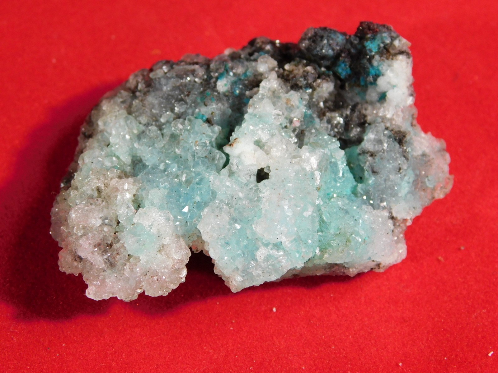 Light BLUE! CHRYSOCOLLA Cluster with Translucent Druzy Quartz Mexico 37.8gr